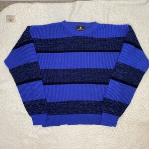Vintage High Sierra Blue Striped Knitted Sweater: Size Medium